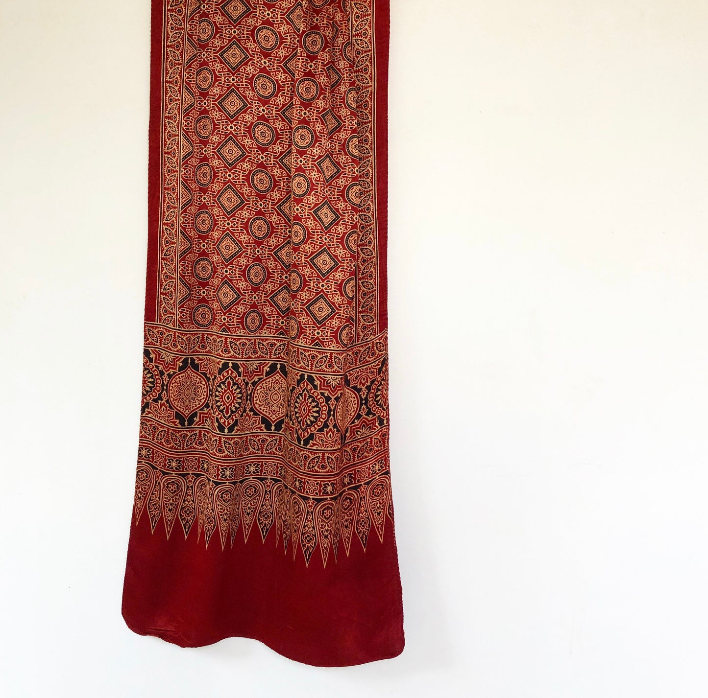 Ajrakh stole in modal silk
