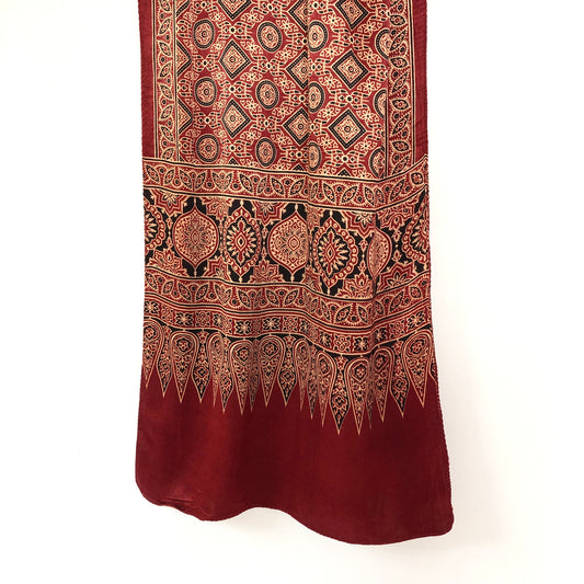 Ajrakh stole in modal silk