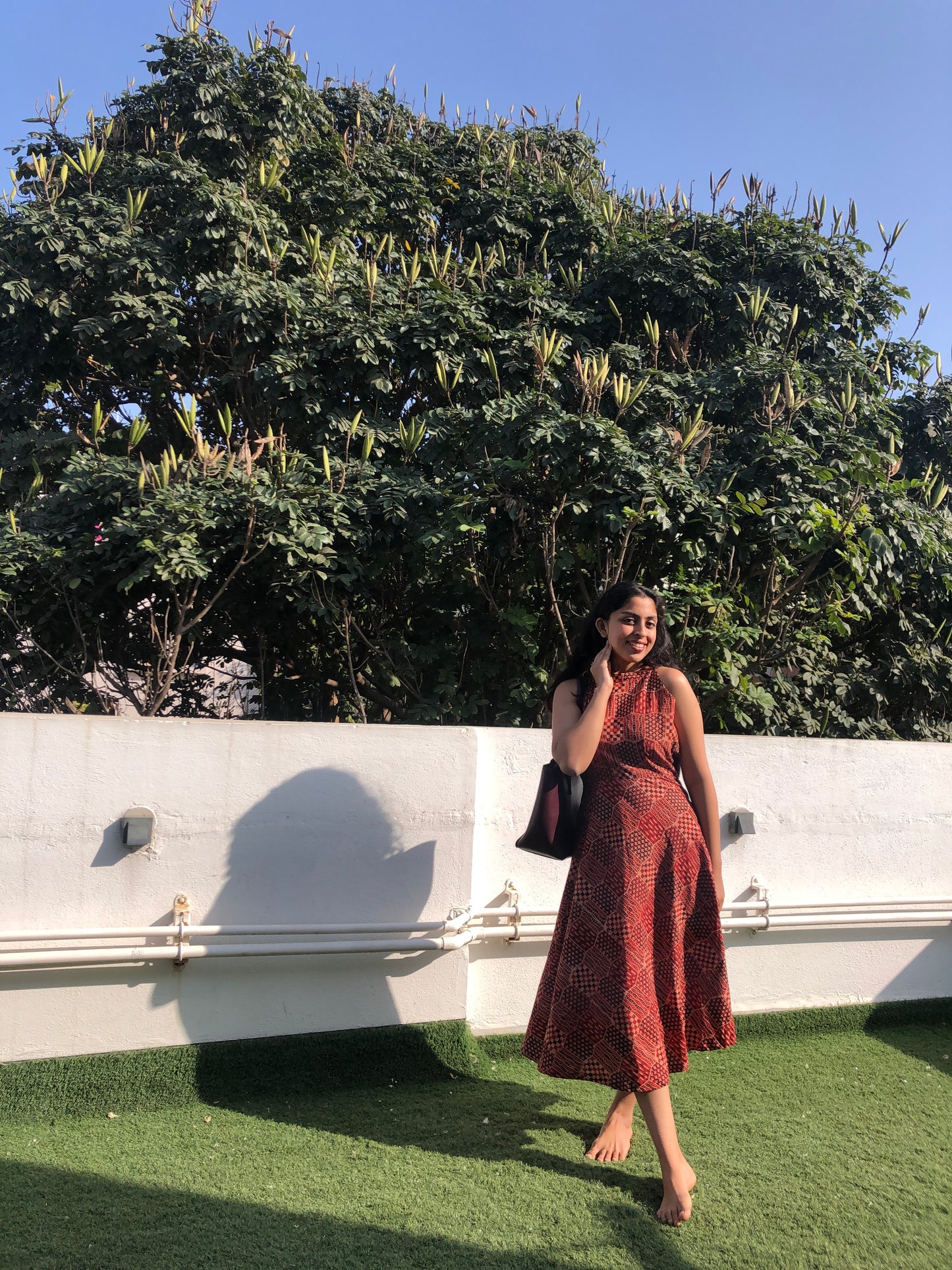 Ibiza dress in brown red