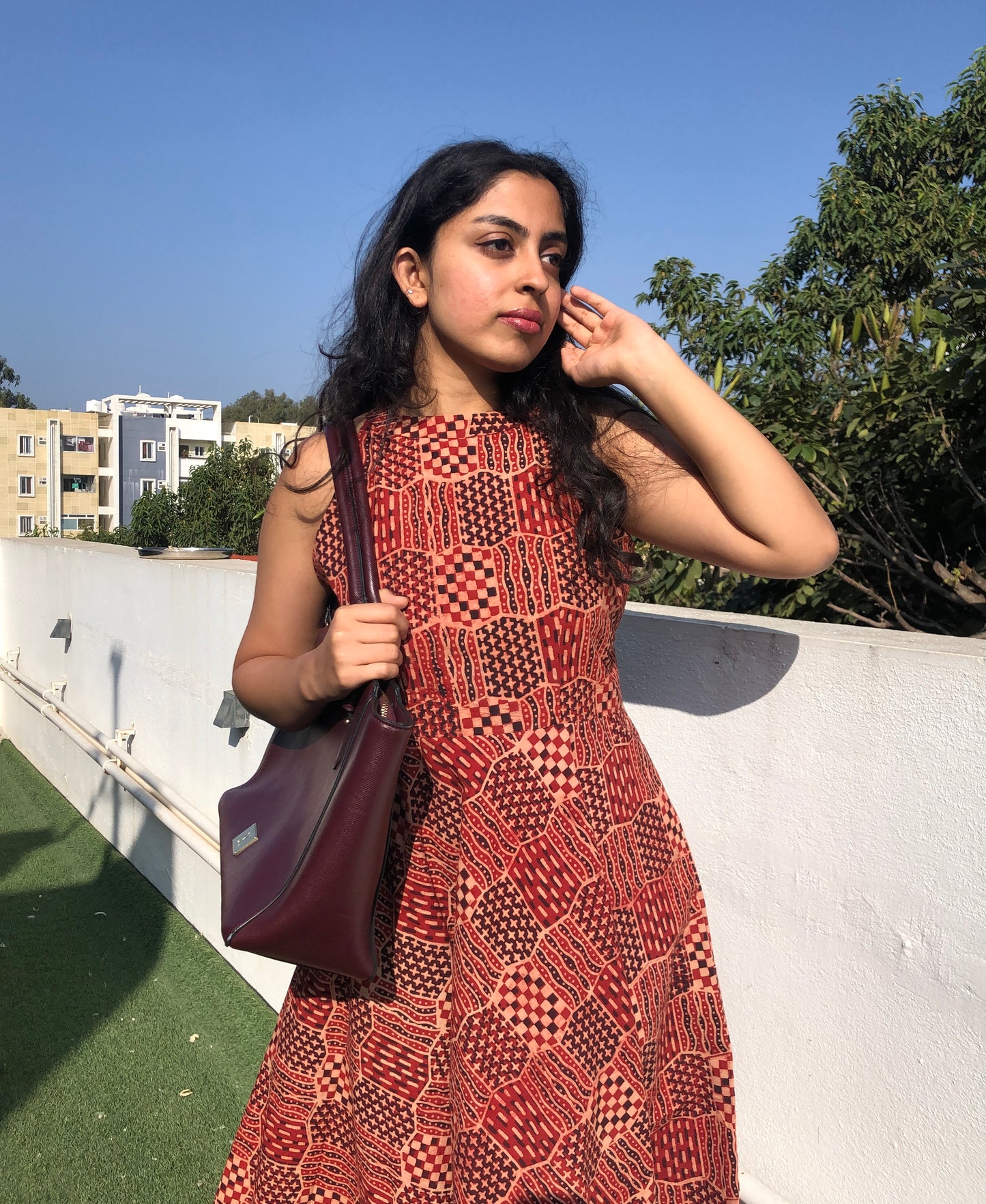 Ibiza dress in brown red