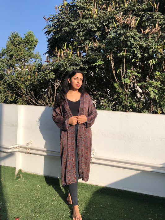 Blue & red shrug - in modal silk