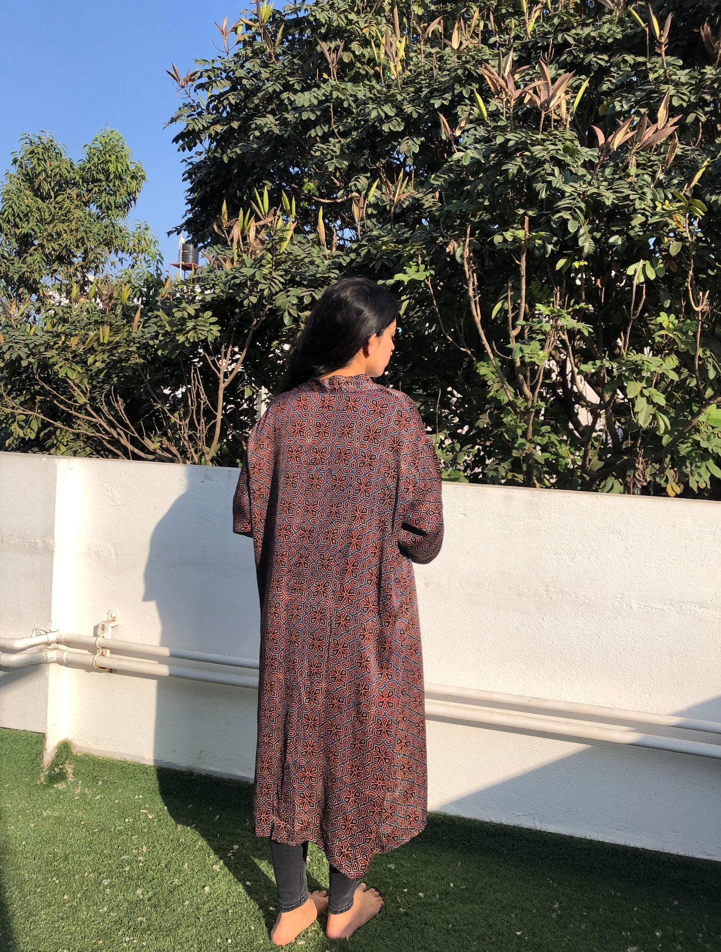 Blue & red shrug - in modal silk