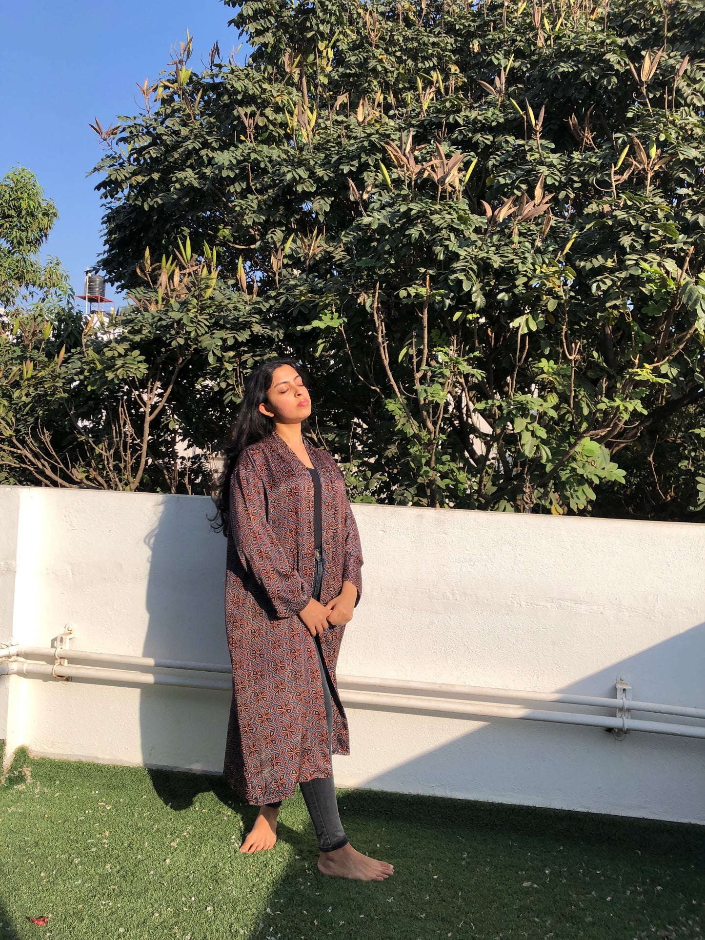 Blue & red shrug - in modal silk