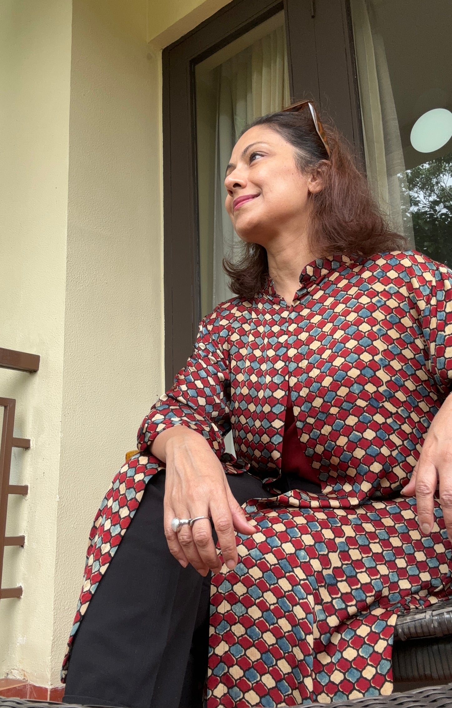 Madhubala shrug in Red and blue