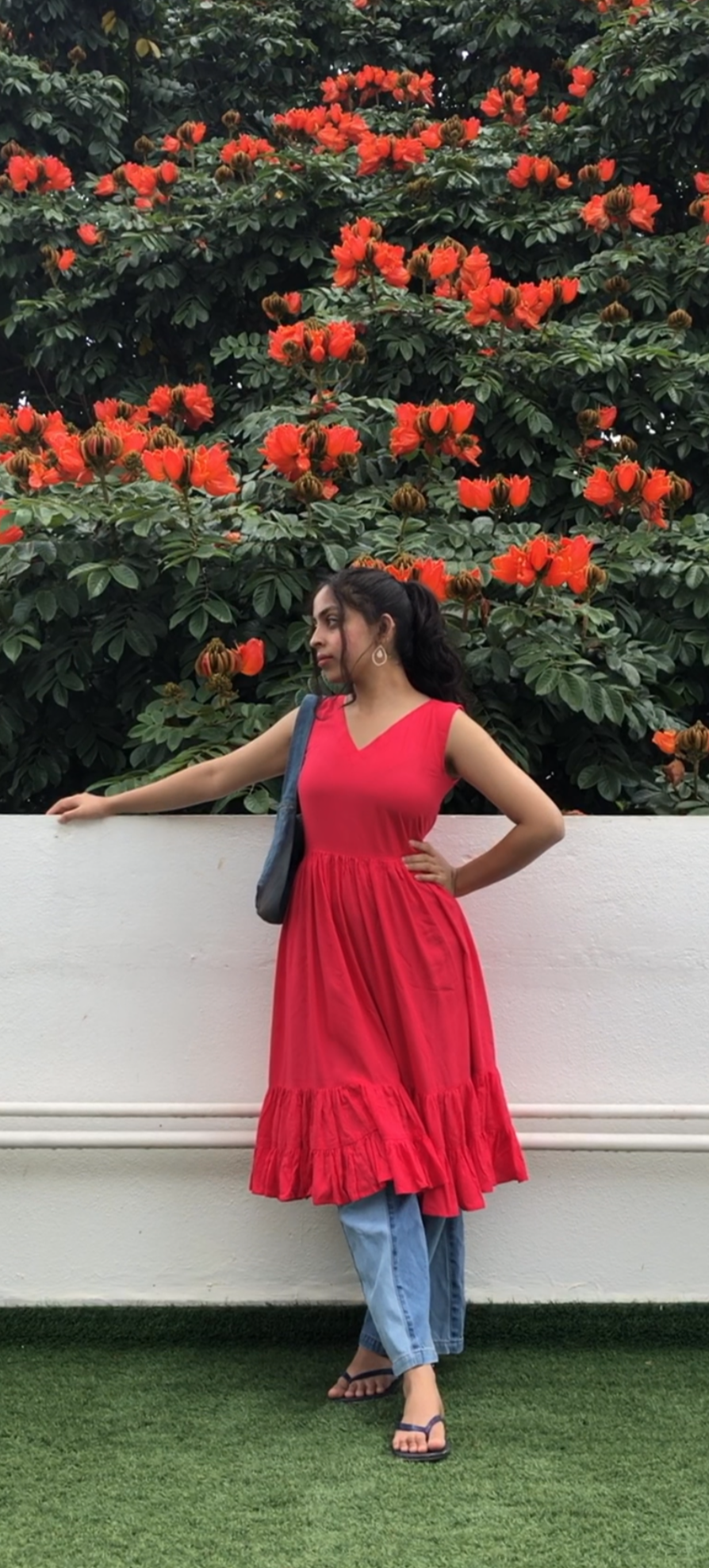 Celia tiered dress in hot pink