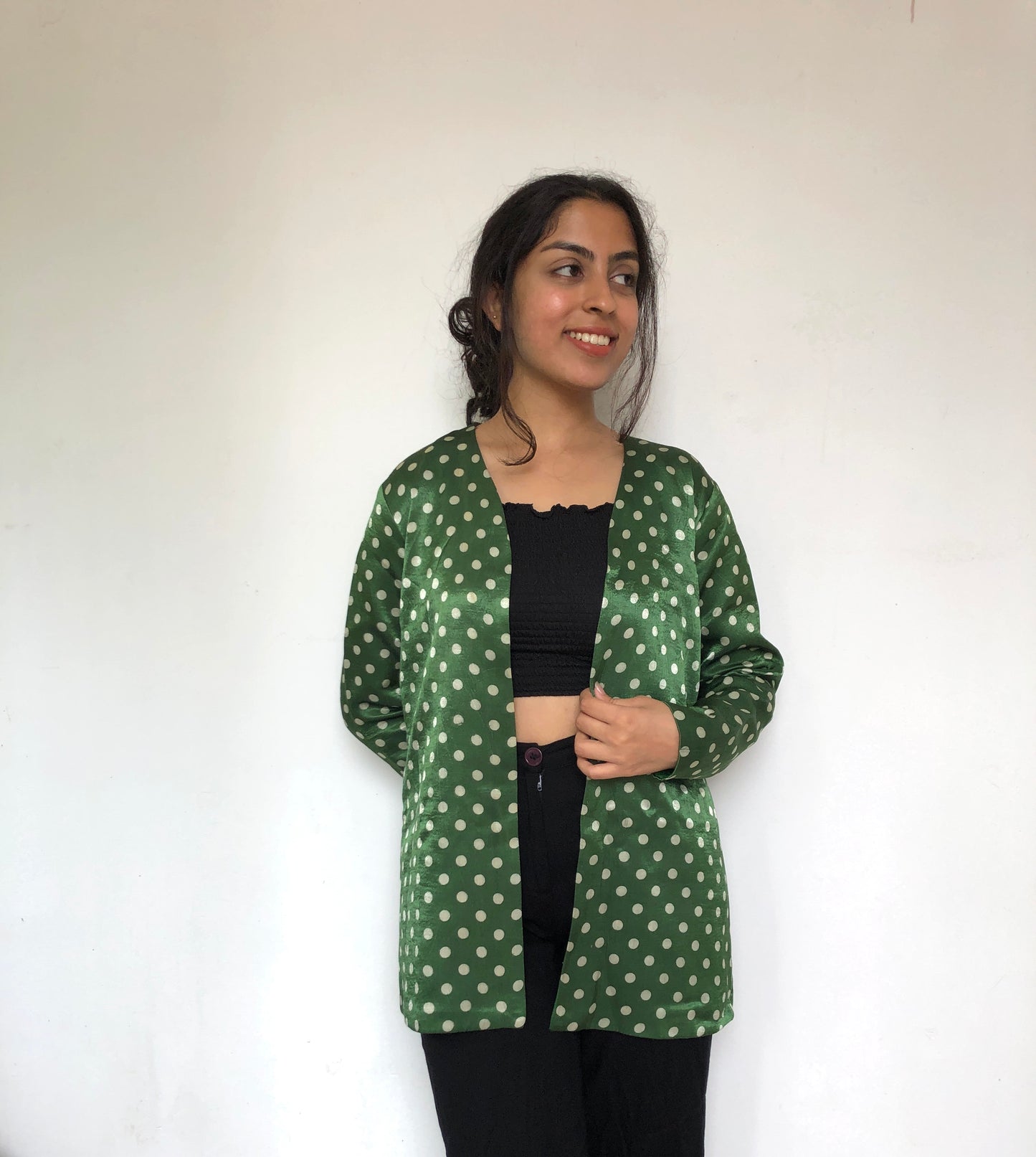 Polka dot jacket in green