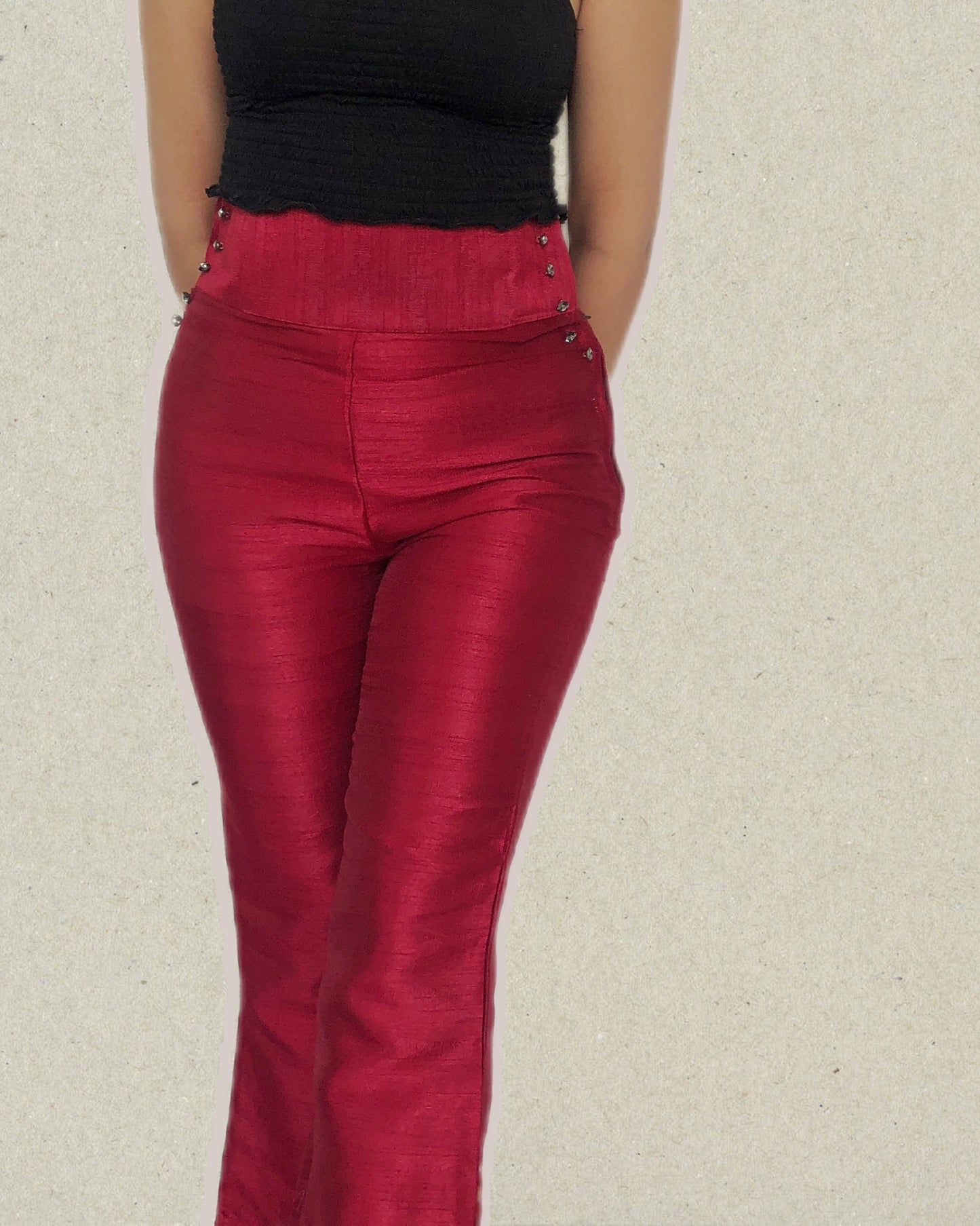 Red bootcut pants