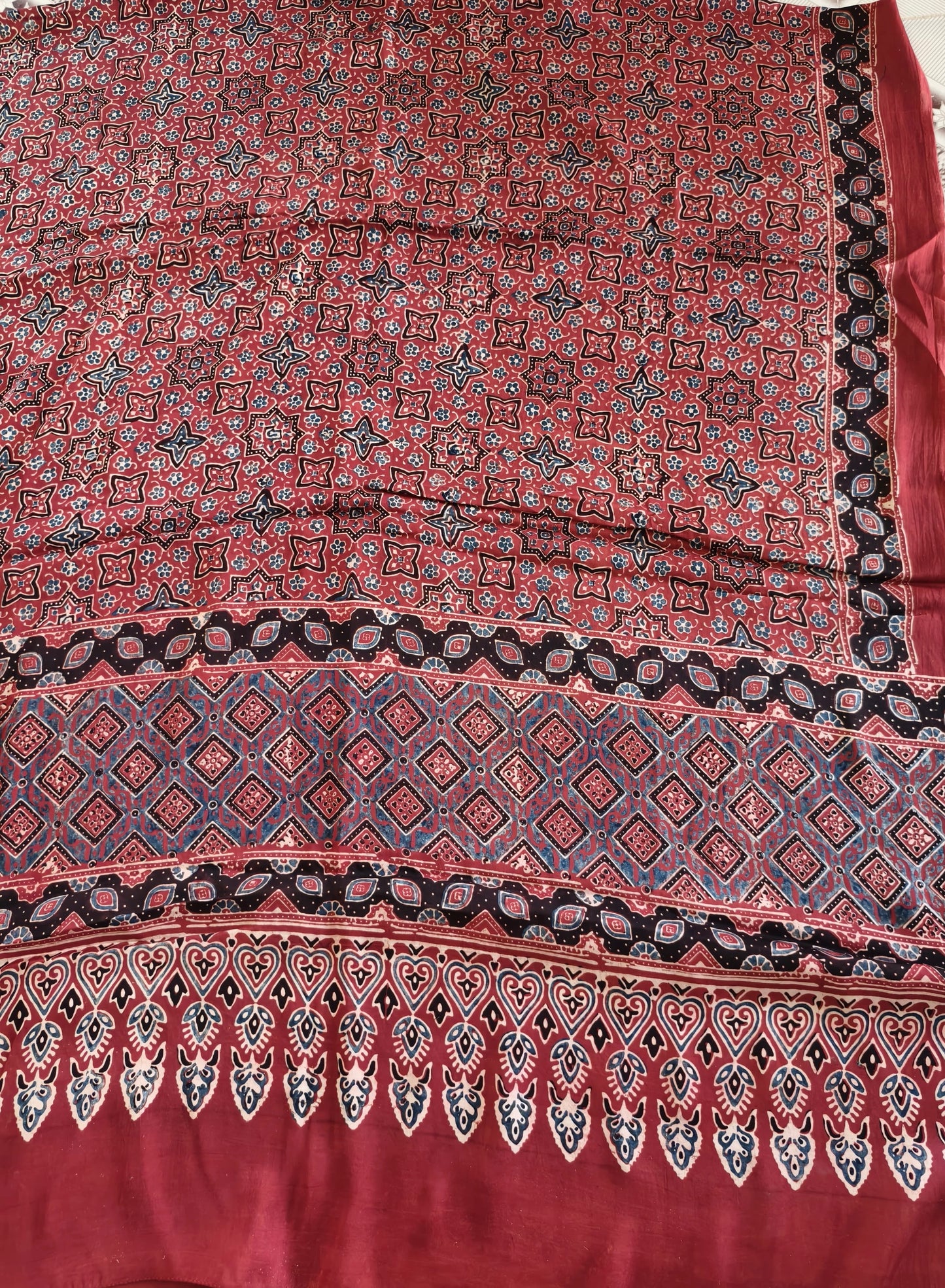 Ajrakh Dupatta in red