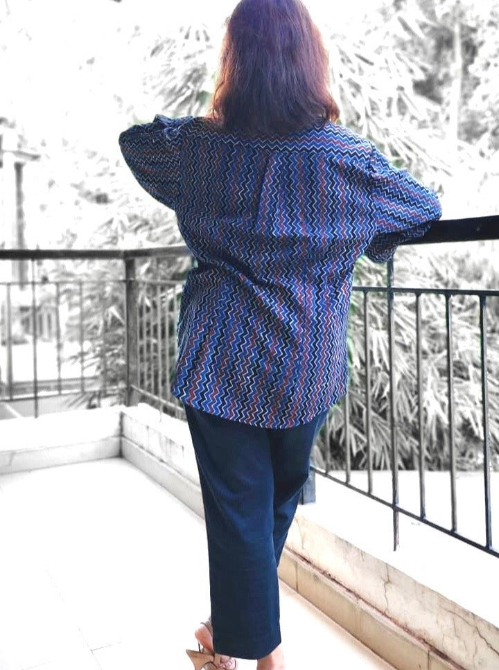 Indigo blue chevron shirt