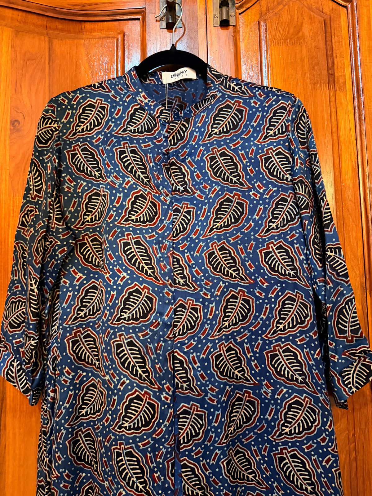 Blue & red shrug - in modal silk