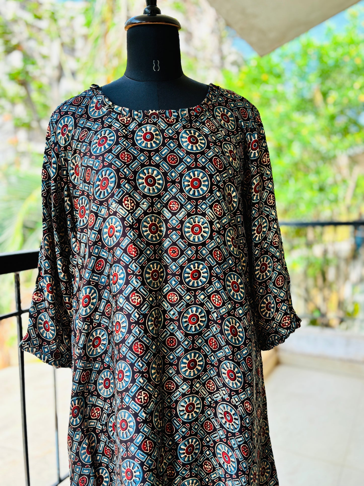 Silk dress in Ajrakh