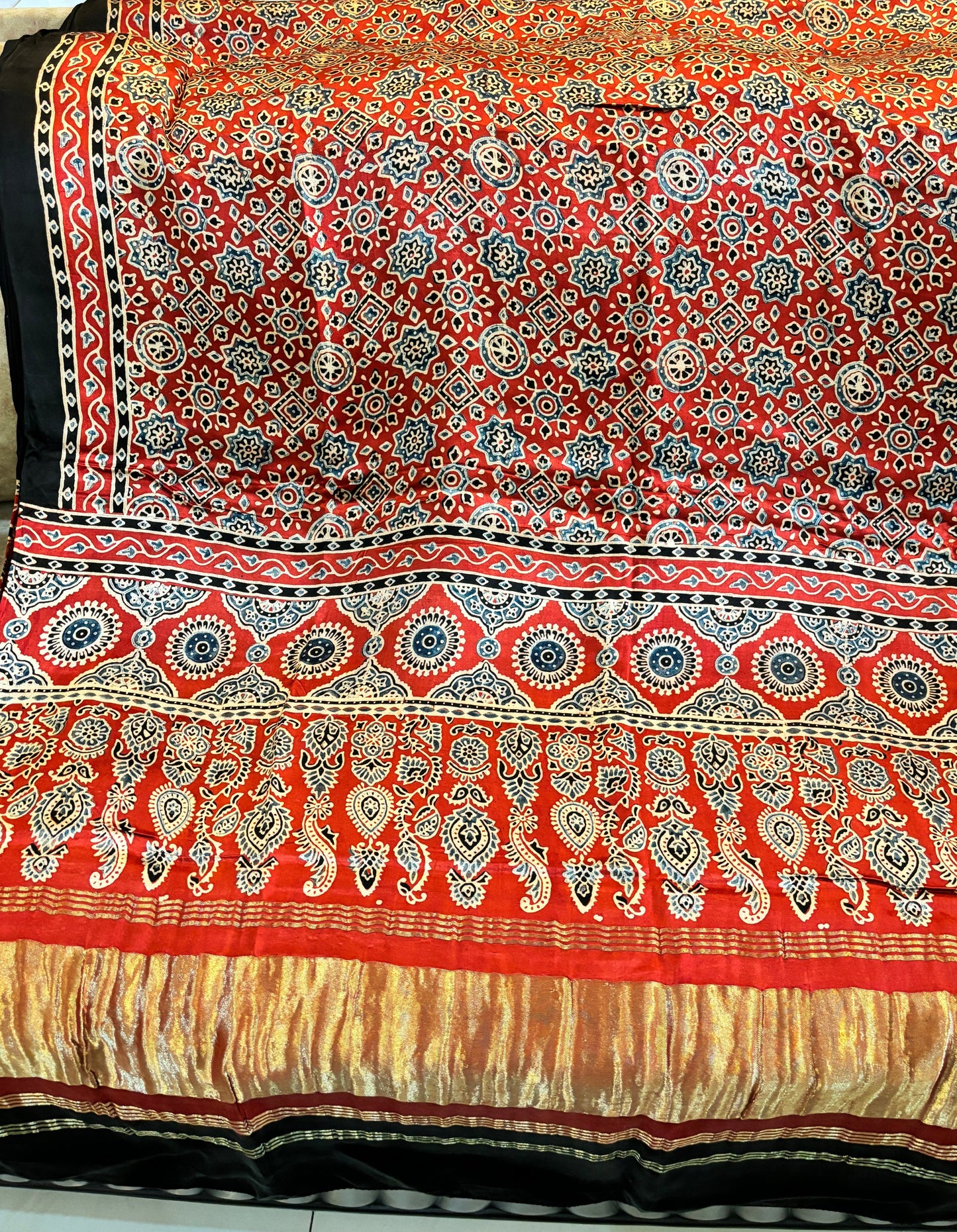 Ajrakh Dupatta in red