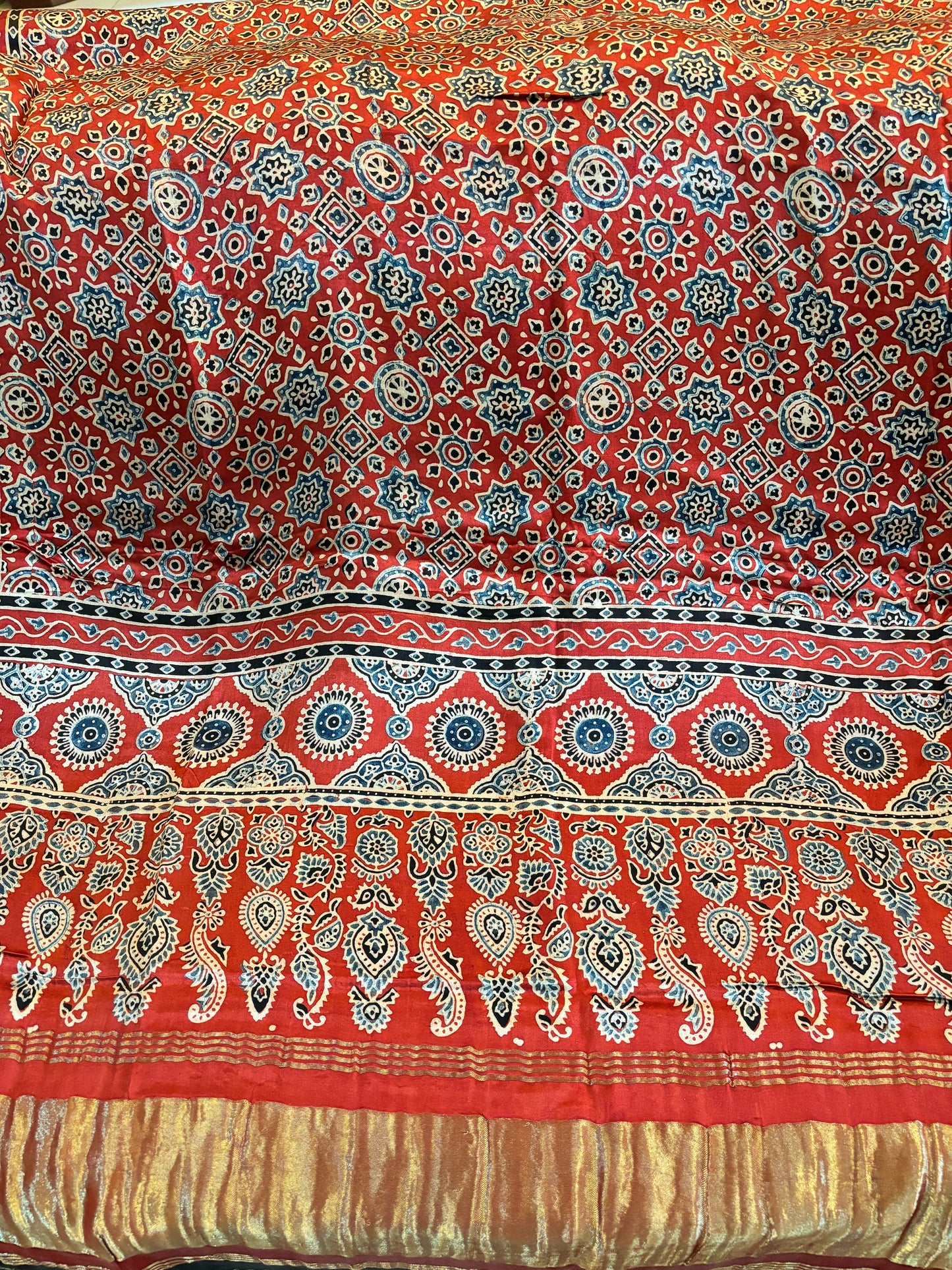 Ajrakh Dupatta in red