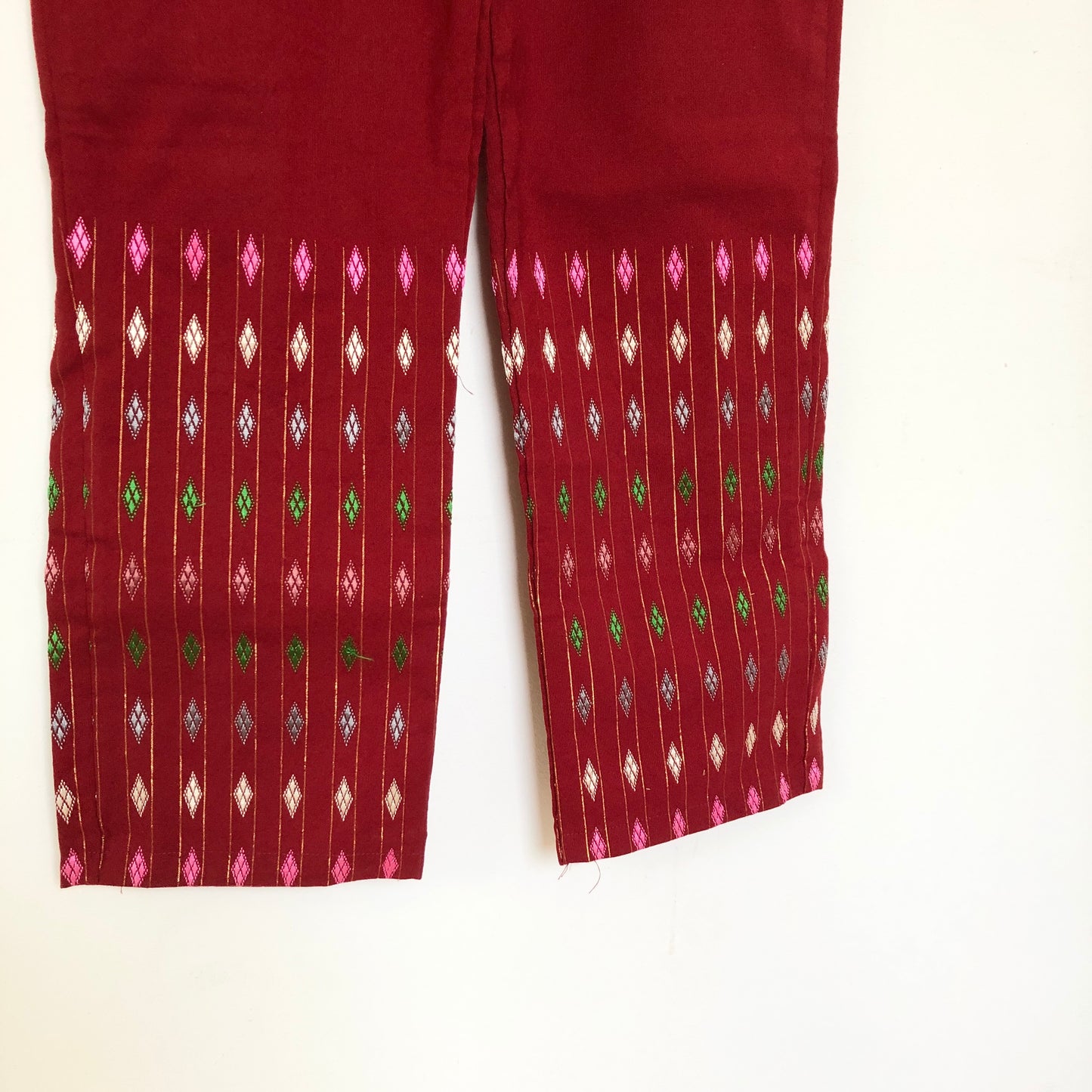 Red straight handwoven pants