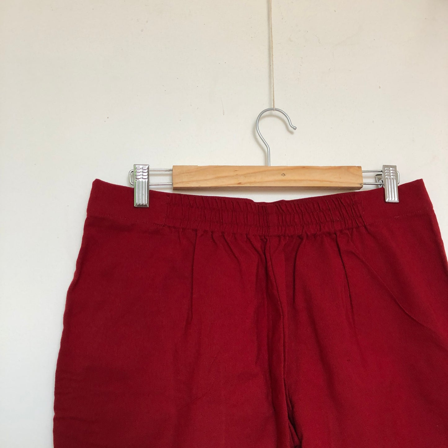 Red straight handwoven pants