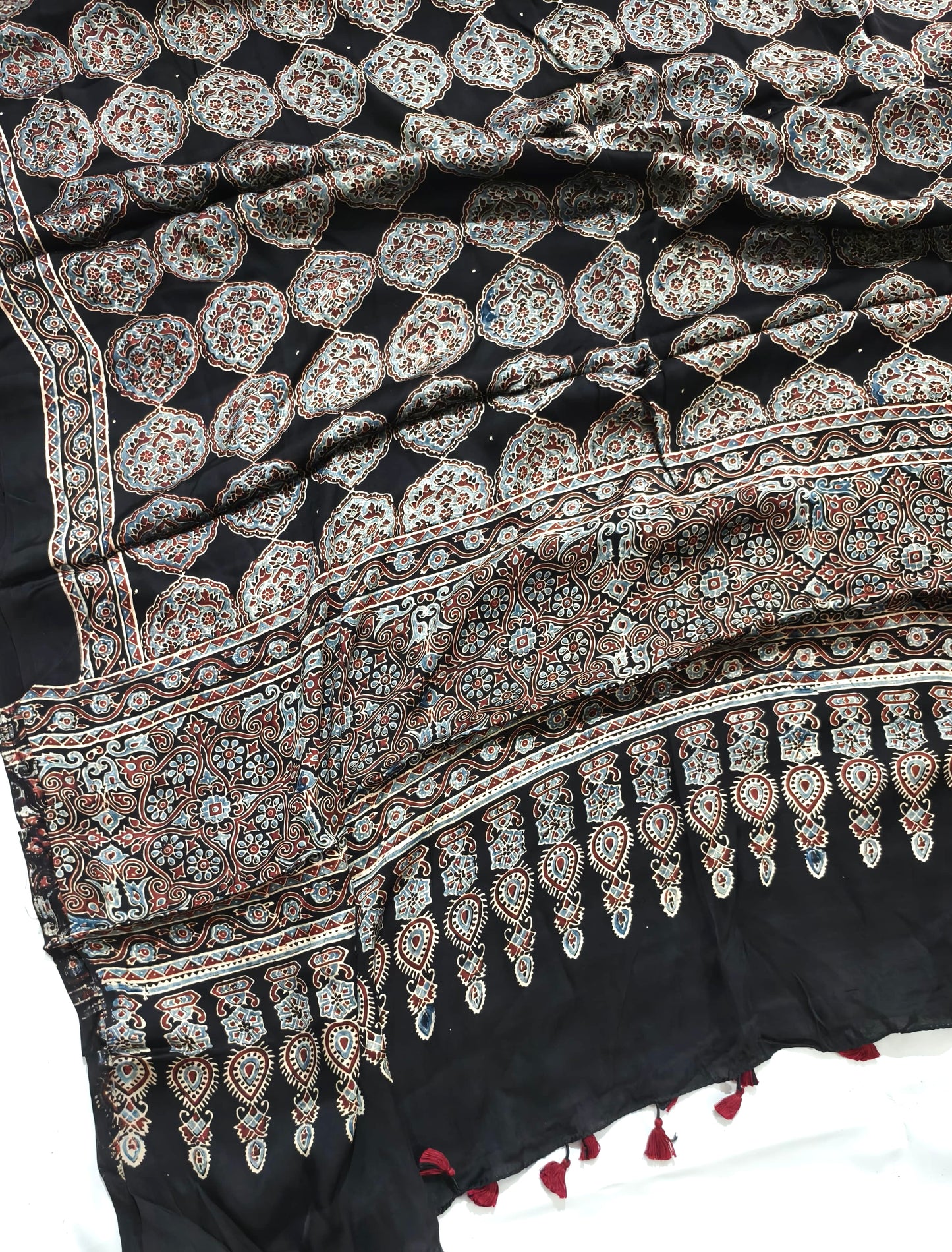 Ajrakh Dupatta in black